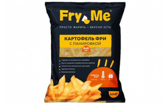 Картофель фри с панировкой 9 | 9 мм Фрай Ми 2,5 кг по 5шт Fms9|5 Россия